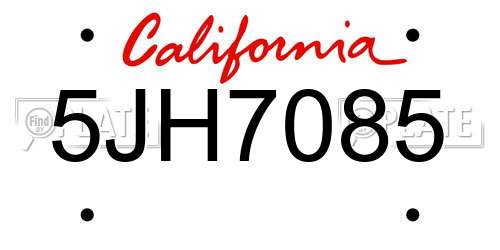 5JH7085 California License Plate