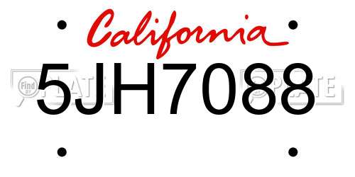 5JH7088 California License Plate