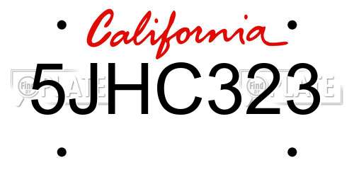 5JHC323 California License Plate