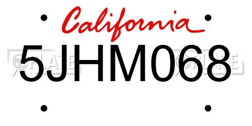 5JHM068 California License Plate