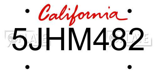 5JHM482 California License Plate