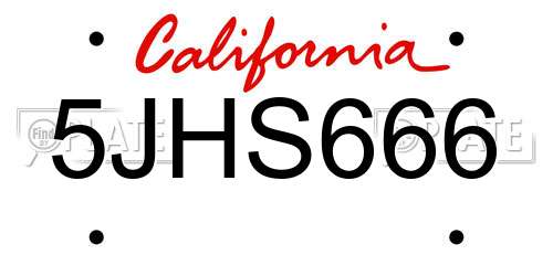 5JHS666 California License Plate