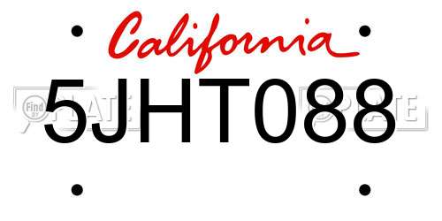 5JHT088 California License Plate