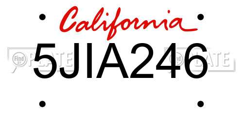 5JIA246 California License Plate