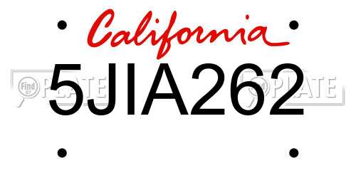 5JIA262 California License Plate
