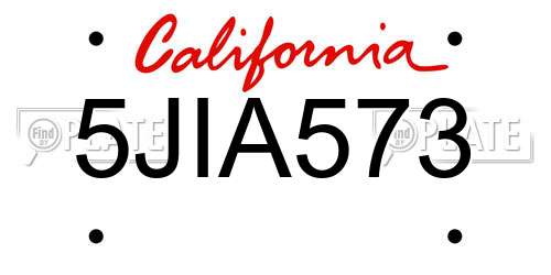 5JIA573 California License Plate