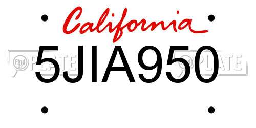 5JIA950 California License Plate