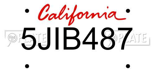 5JIB487 California License Plate