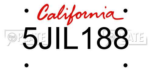 5JIL188 California License Plate
