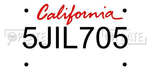 5JIL705 California License Plate