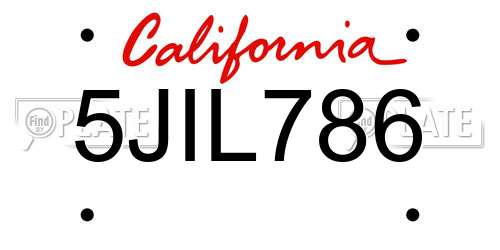 5JIL786 California License Plate