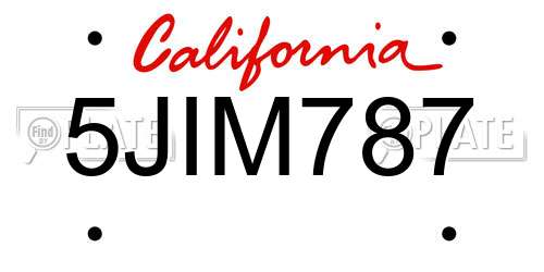 5JIM787 California License Plate