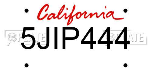 5JIP444 California License Plate