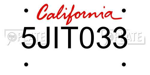 5JIT033 California License Plate