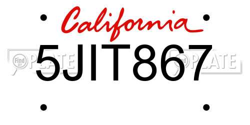 5JIT867 California License Plate
