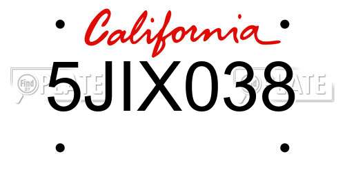 5JIX038 California License Plate