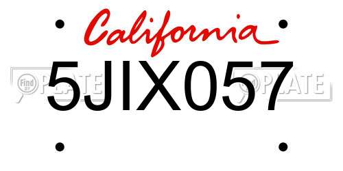 5JIX057 California License Plate