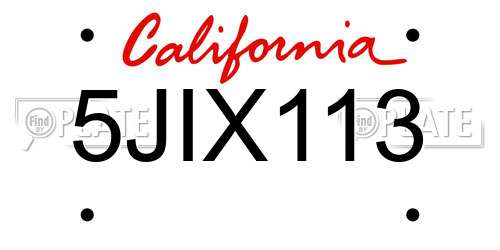 5JIX113 California License Plate
