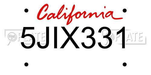 5JIX331 California License Plate
