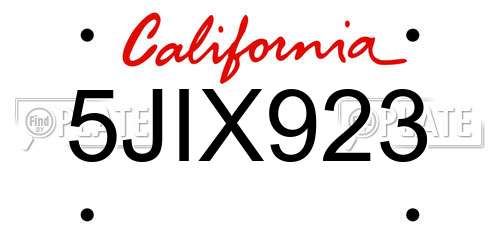 5JIX923 California License Plate