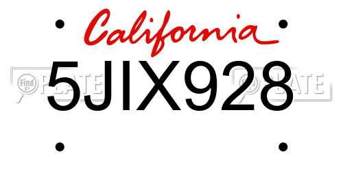 5JIX928 California License Plate