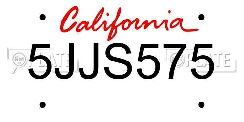 5JJS575 California License Plate