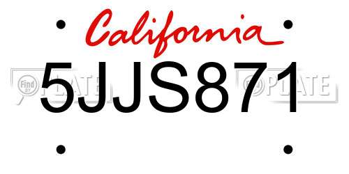 5JJS871 California License Plate