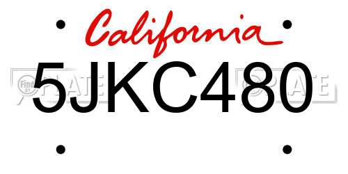 5JKC480 California License Plate