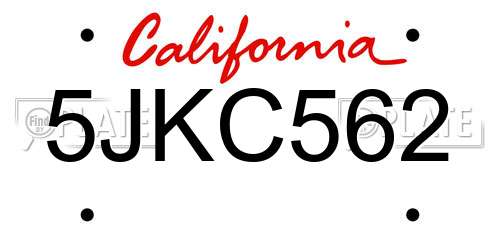 5JKC562 California License Plate