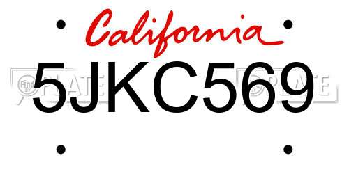 5JKC569 California License Plate