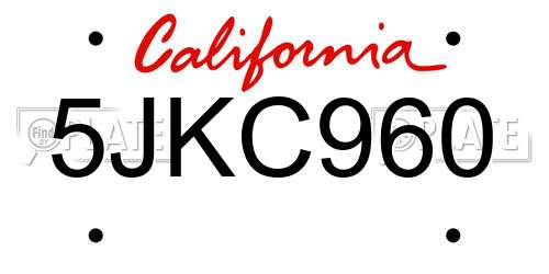 5JKC960 California License Plate