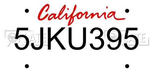 5JKU395 California License Plate