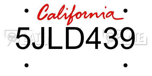 5JLD439 California License Plate