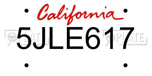 5JLE617 California License Plate