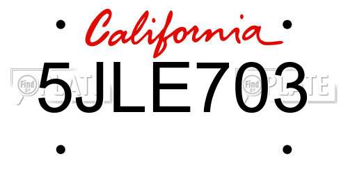 5JLE703 California License Plate