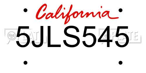 5JLS545 California License Plate
