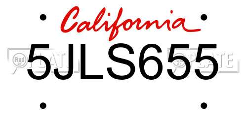 5JLS655 California License Plate