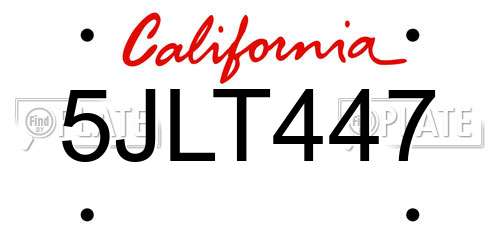 5JLT447 California License Plate