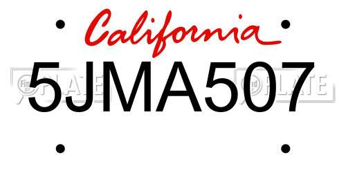 5JMA507 California License Plate