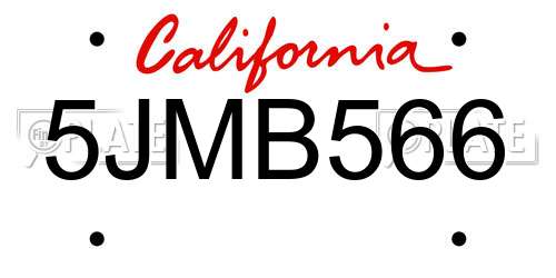 5JMB566 California License Plate