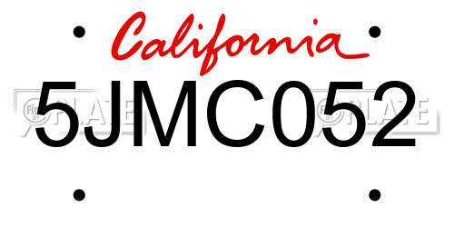 5JMC052 California License Plate