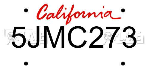 5JMC273 California License Plate