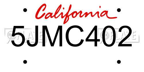 5JMC402 California License Plate