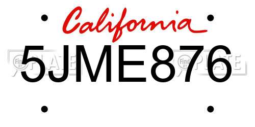 5JME876 California License Plate