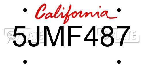 5JMF487 California License Plate