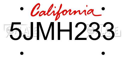 5JMH233 California License Plate