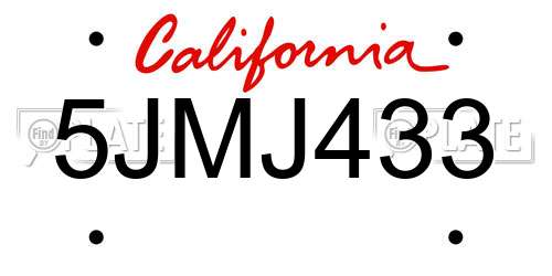 5JMJ433 California License Plate