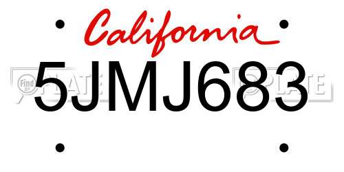 5JMJ683 California License Plate