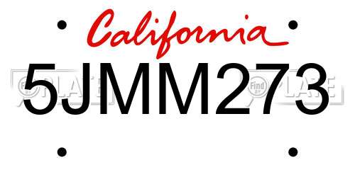 5JMM273 California License Plate