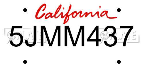 5JMM437 California License Plate